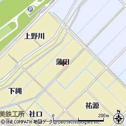 愛知県西尾市田貫町蒲田周辺の地図