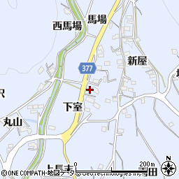 愛知県豊川市萩町（下室）周辺の地図