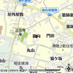 愛知県西尾市上町御向周辺の地図