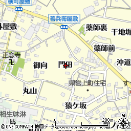 愛知県西尾市上町門田周辺の地図