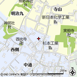 愛知県西尾市小間町明治周辺の地図