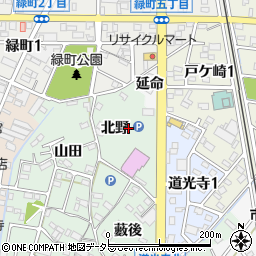 愛知県西尾市道光寺町北野周辺の地図