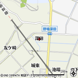愛知県幸田町（額田郡）野場（深田）周辺の地図