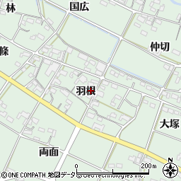 愛知県額田郡幸田町大草羽根周辺の地図