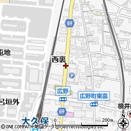 京都府宇治市広野町西裏周辺の地図