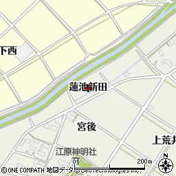 愛知県西尾市江原町蓮池新田周辺の地図