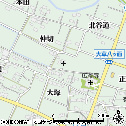 愛知県幸田町（額田郡）大草周辺の地図