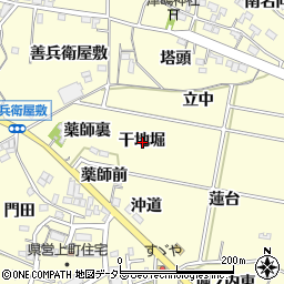 愛知県西尾市上町干地堀周辺の地図