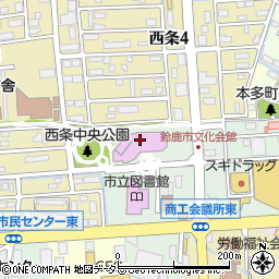 鈴鹿市役所その他の施設　文化会館周辺の地図