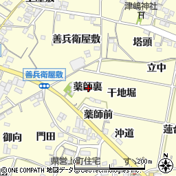 愛知県西尾市上町薬師裏周辺の地図