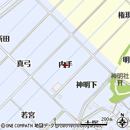愛知県西尾市小間町（内手）周辺の地図