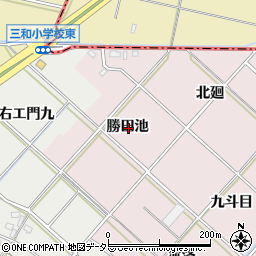 愛知県西尾市上永良町勝田池周辺の地図