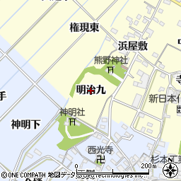愛知県西尾市上町（明治九）周辺の地図