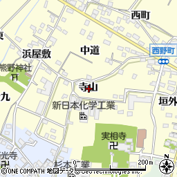 愛知県西尾市上町寺山周辺の地図