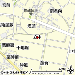 愛知県西尾市上町立中周辺の地図