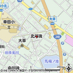 愛知県額田郡幸田町大草北川後周辺の地図