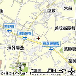 愛知県西尾市上町横町屋敷周辺の地図