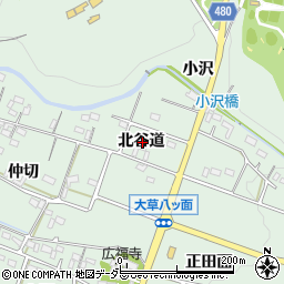 愛知県額田郡幸田町大草北谷道周辺の地図