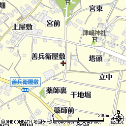 愛知県西尾市上町善兵衛屋敷48周辺の地図
