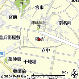 愛知県西尾市上町塔頭周辺の地図