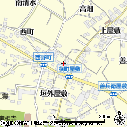 愛知県西尾市上町中通屋敷周辺の地図