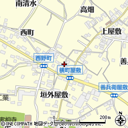 愛知県西尾市上町（中通屋敷）周辺の地図