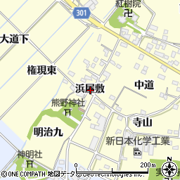 愛知県西尾市上町浜屋敷周辺の地図