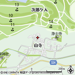 愛知県額田郡幸田町大草山寺周辺の地図