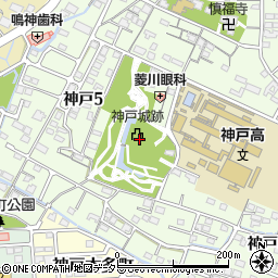 神戸城跡周辺の地図