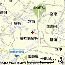 愛知県西尾市上町善兵衛屋敷41周辺の地図