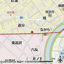 愛知県岡崎市中島町東追訳周辺の地図