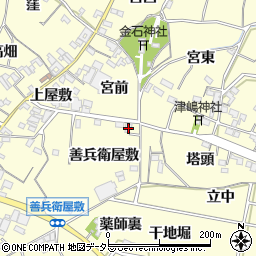 愛知県西尾市上町善兵衛屋敷42-1周辺の地図