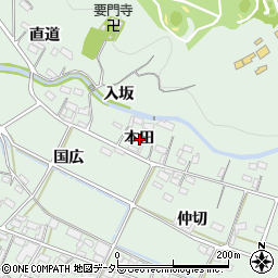 愛知県額田郡幸田町大草本田周辺の地図