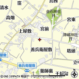 愛知県西尾市上町善兵衛屋敷33周辺の地図