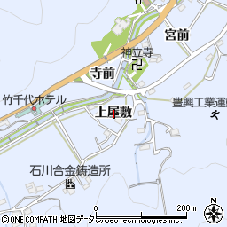 愛知県岡崎市鉢地町上屋敷周辺の地図