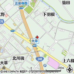 愛知県幸田町（額田郡）大草（下六條）周辺の地図