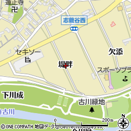 愛知県西尾市志籠谷町堤畔周辺の地図