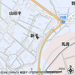 愛知県新城市川田新平周辺の地図