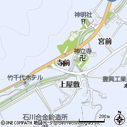 愛知県岡崎市鉢地町寺前周辺の地図