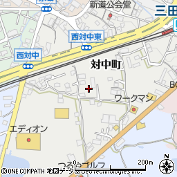 兵庫県三田市対中町周辺の地図