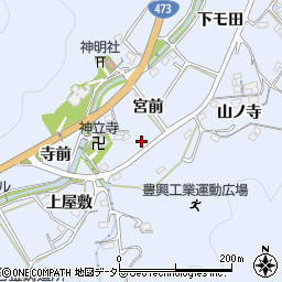 愛知県岡崎市鉢地町宮前49周辺の地図