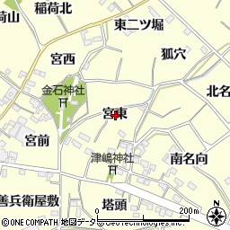 愛知県西尾市上町宮東周辺の地図