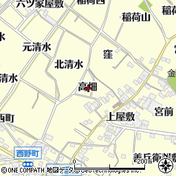 愛知県西尾市上町高畑周辺の地図