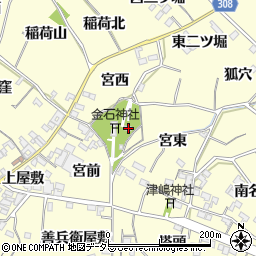愛知県西尾市上町宮東2周辺の地図