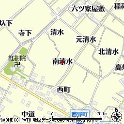 愛知県西尾市上町（南清水）周辺の地図