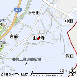 愛知県岡崎市鉢地町山ノ寺周辺の地図