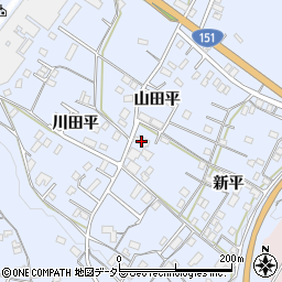 愛知県新城市川田山田平周辺の地図
