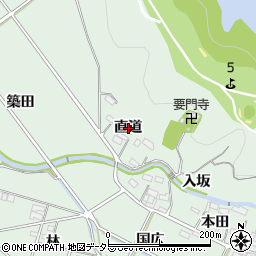 愛知県額田郡幸田町大草直道周辺の地図