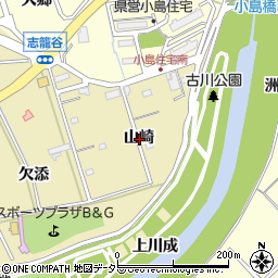 愛知県西尾市志籠谷町山崎周辺の地図
