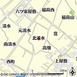 愛知県西尾市上町（北清水）周辺の地図